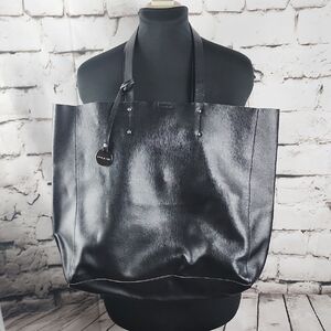 Pulicati Black Leather Tote Bag
